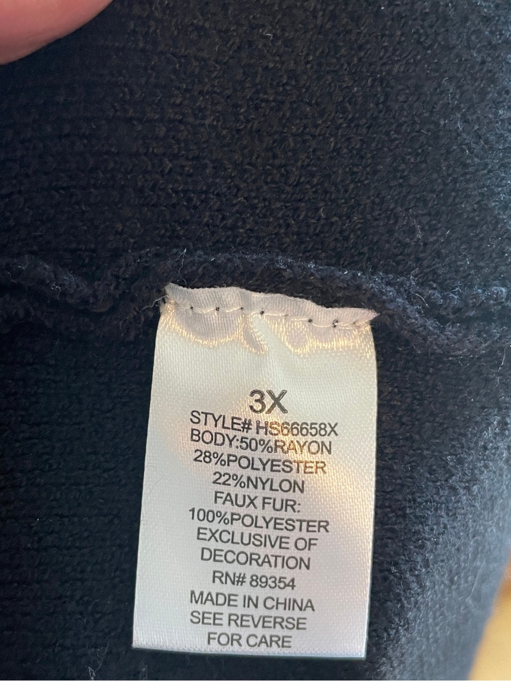 NWT KATHY IRELAND Women's 3X Black Removable Faux Fur Collar Sweater Cardigan - Picture 14 of 15